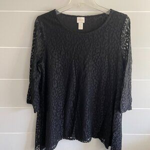 Women's Chicos Black Lace Blouse - Size 1